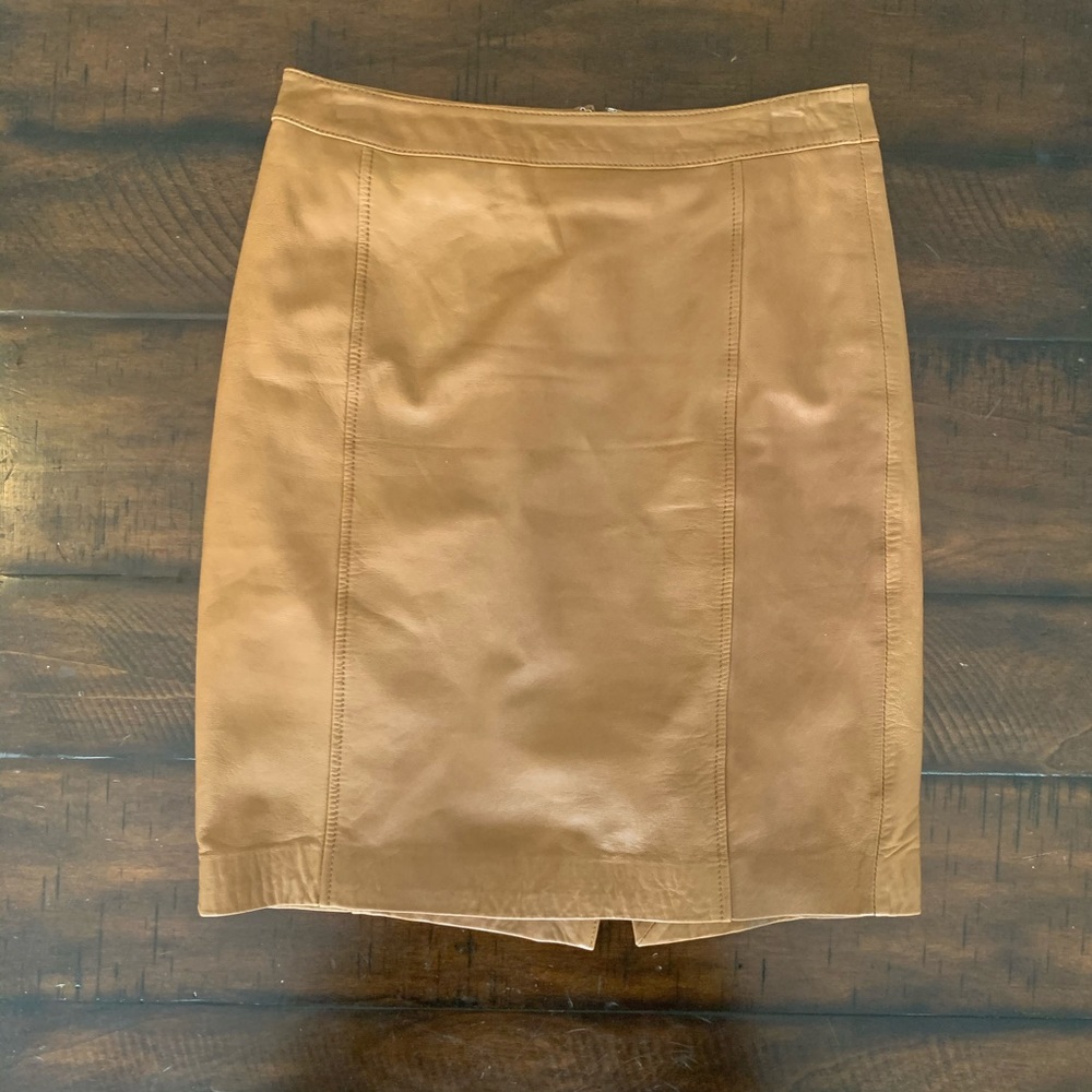 Talbots faux leather skirt in camel